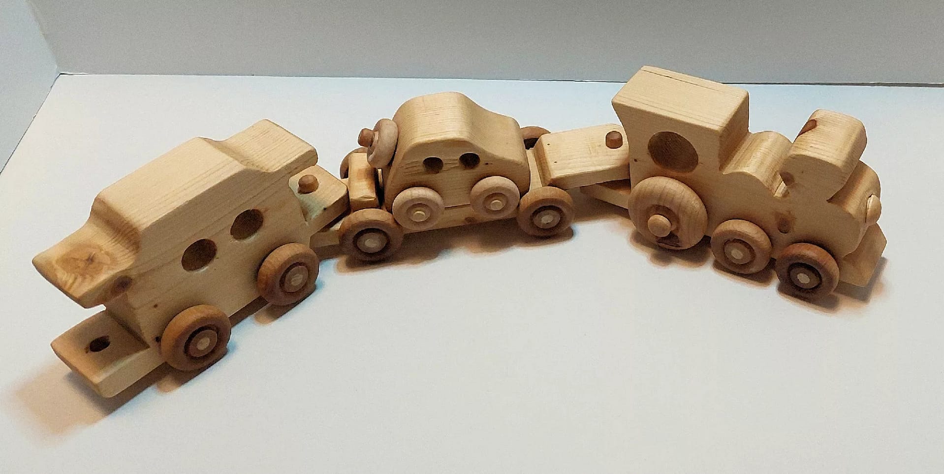 Train with Locomotive, Flat car with Bug car and Caboose