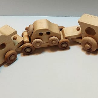 Train with Locomotive, Flat car with Bug car and Caboose